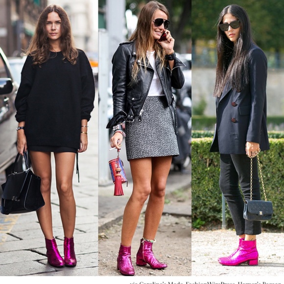 SAINT LAURENT Babies Glitter Ankle Boots - 37 - Picture 5 of 6